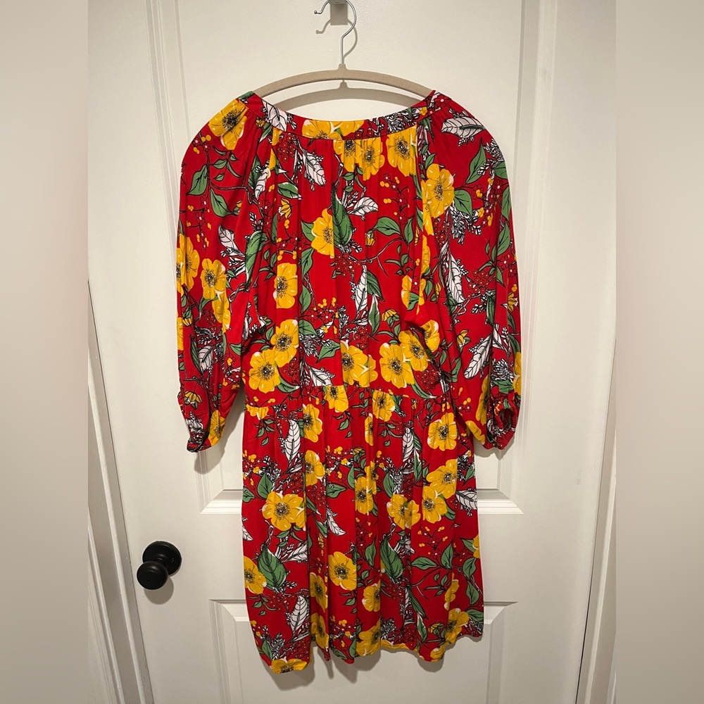 Floral Red Mini Dress - Picture 2 of 4
